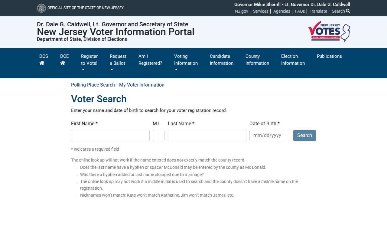East Windsor residents directory New Jersey voter status check