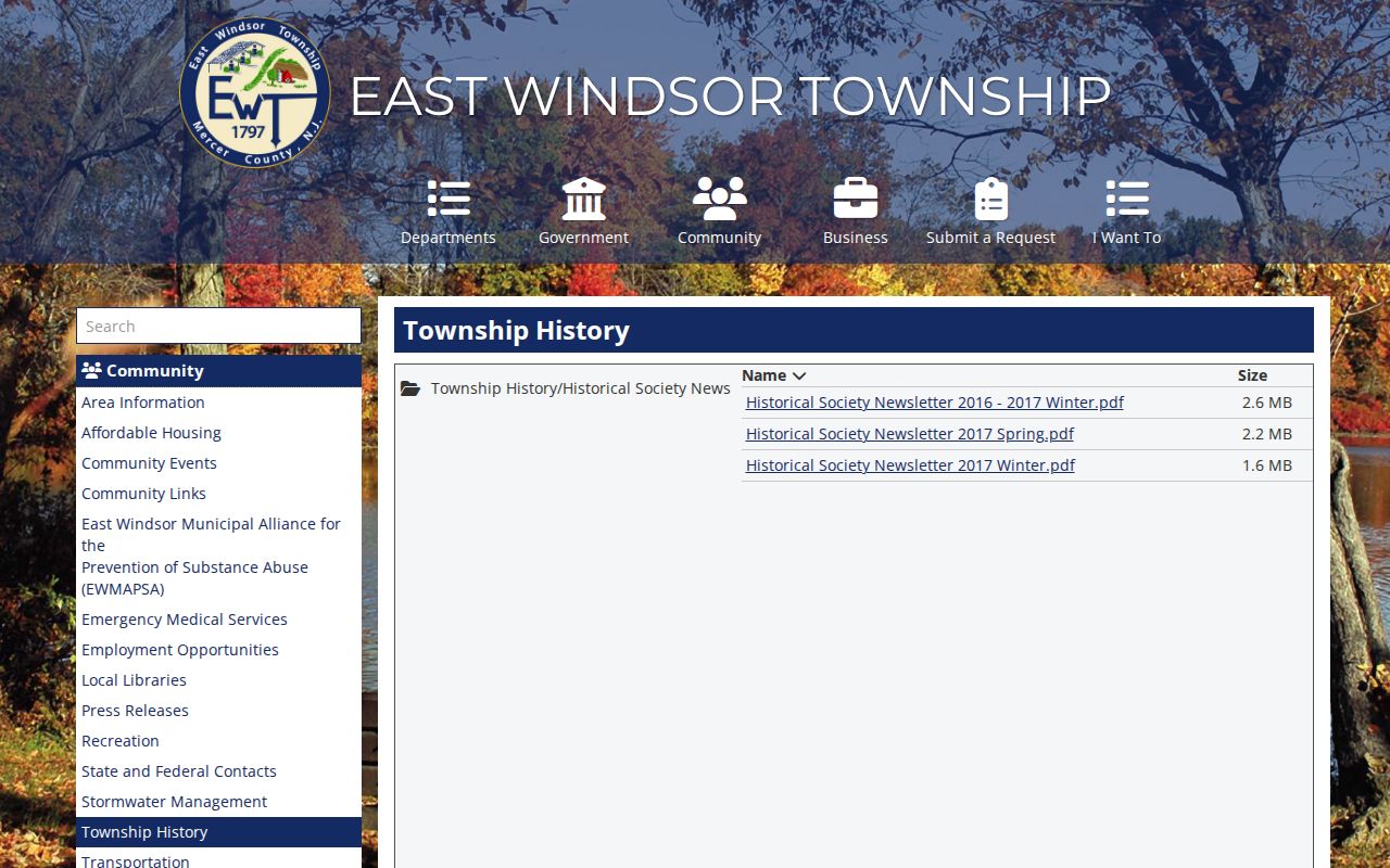 East Windsor previous residents research using the official township history