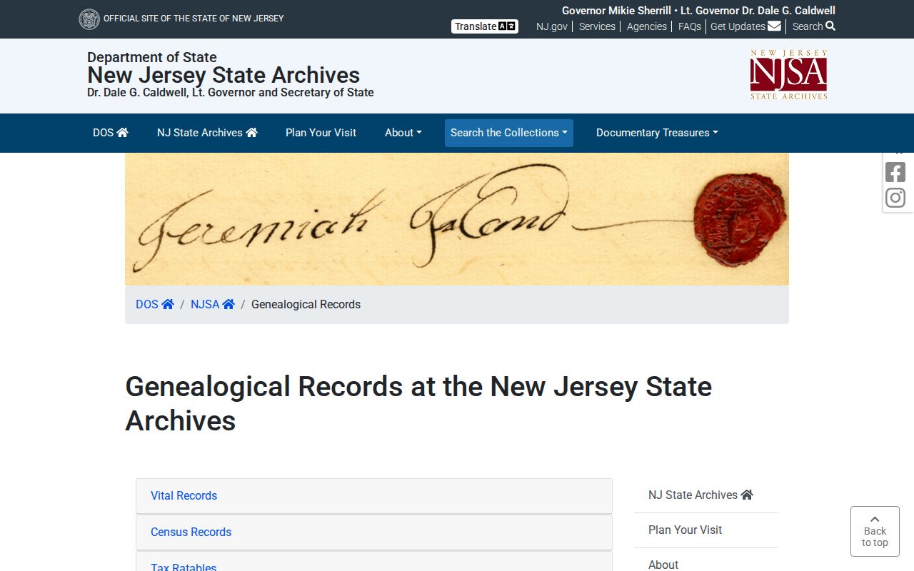 East Windsor previous residents research at the New Jersey State Archives genealogical collections