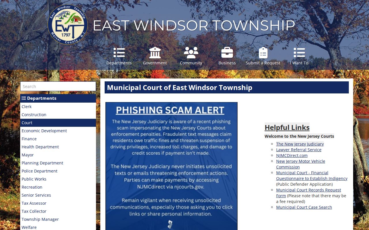 East Windsor resident lookup court contact and case request information